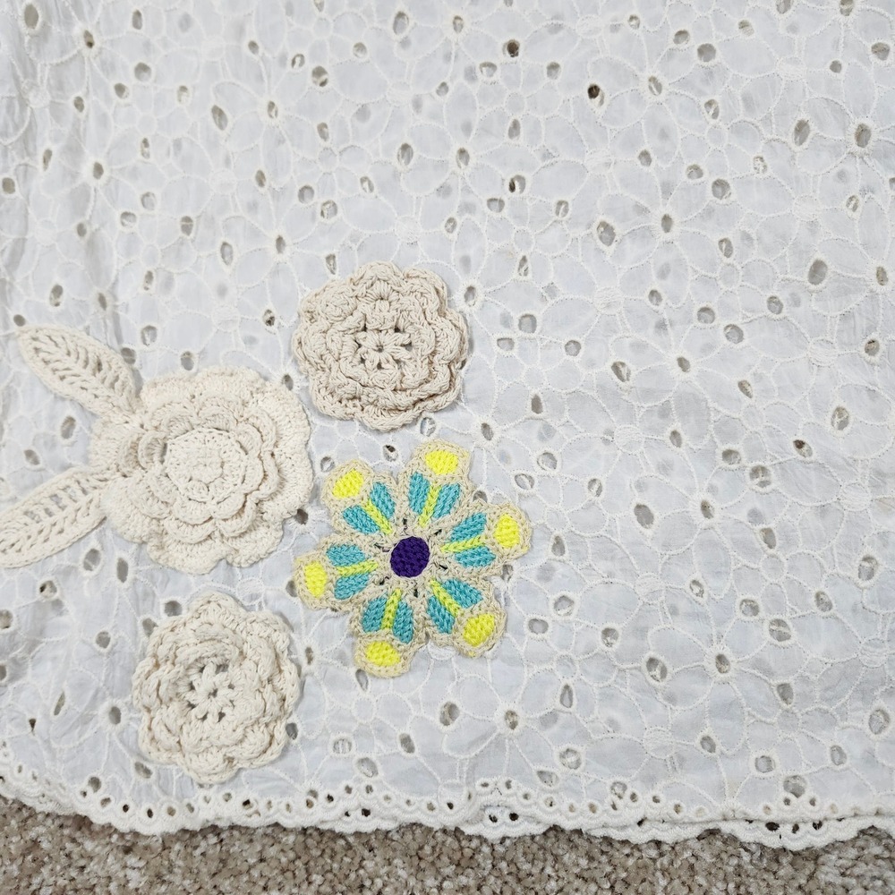 Johnny Was Nydia Applique Eyelet Top Floral Crochet Boho White S - Picture 4 of 10